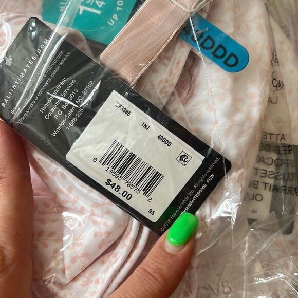 BALI Pink Leaf Print Passion for Comfort Minimizer Bra NWT Soft Cup Size 40DDD - Picture 5 of 5